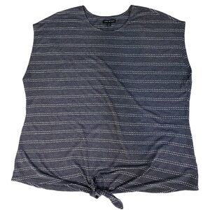 Lane Bryant Blue White Stripe Lightweight Knit Front Tie Sleeveless Top Size 22